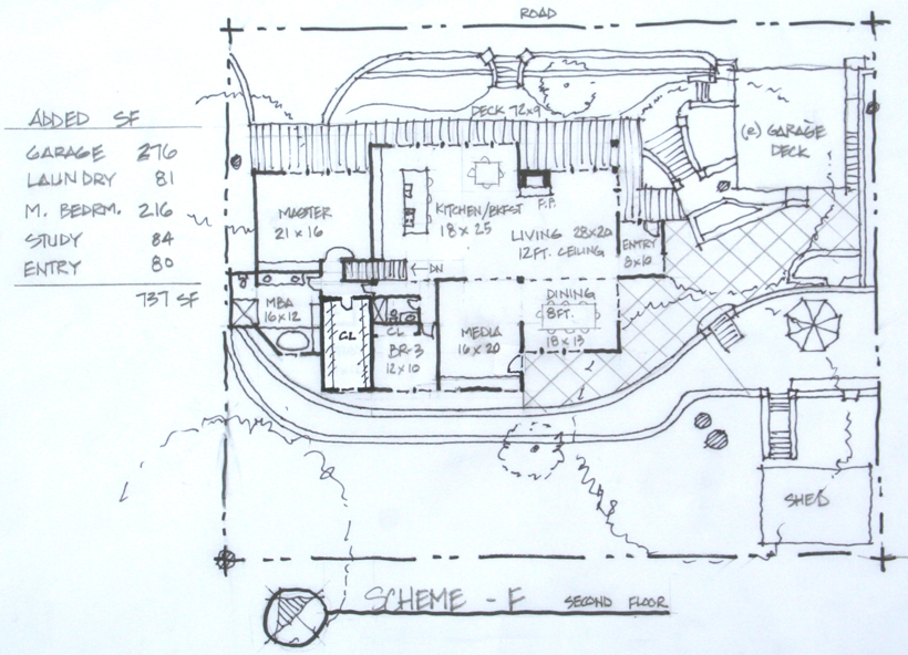 Lakeside Addition & Wholehouse Remodel, ENR architects, Granbury, TX 76049 - Sketch 2nd Floor Plan F